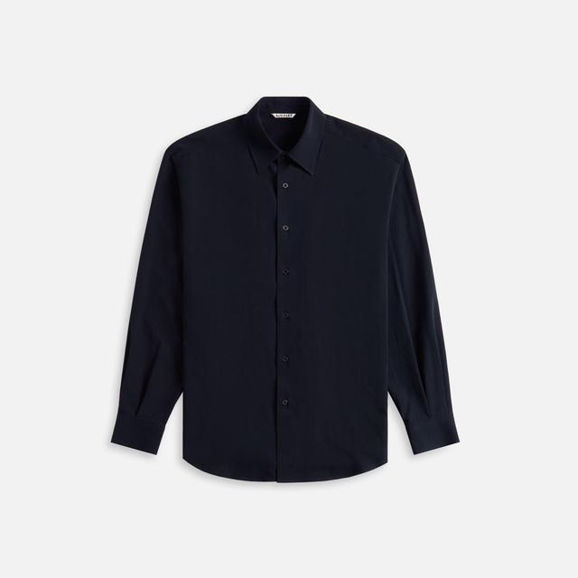 Auralee Hard Twist Cotton Silk Viyella Shirt - Dark Navy Male Product Image