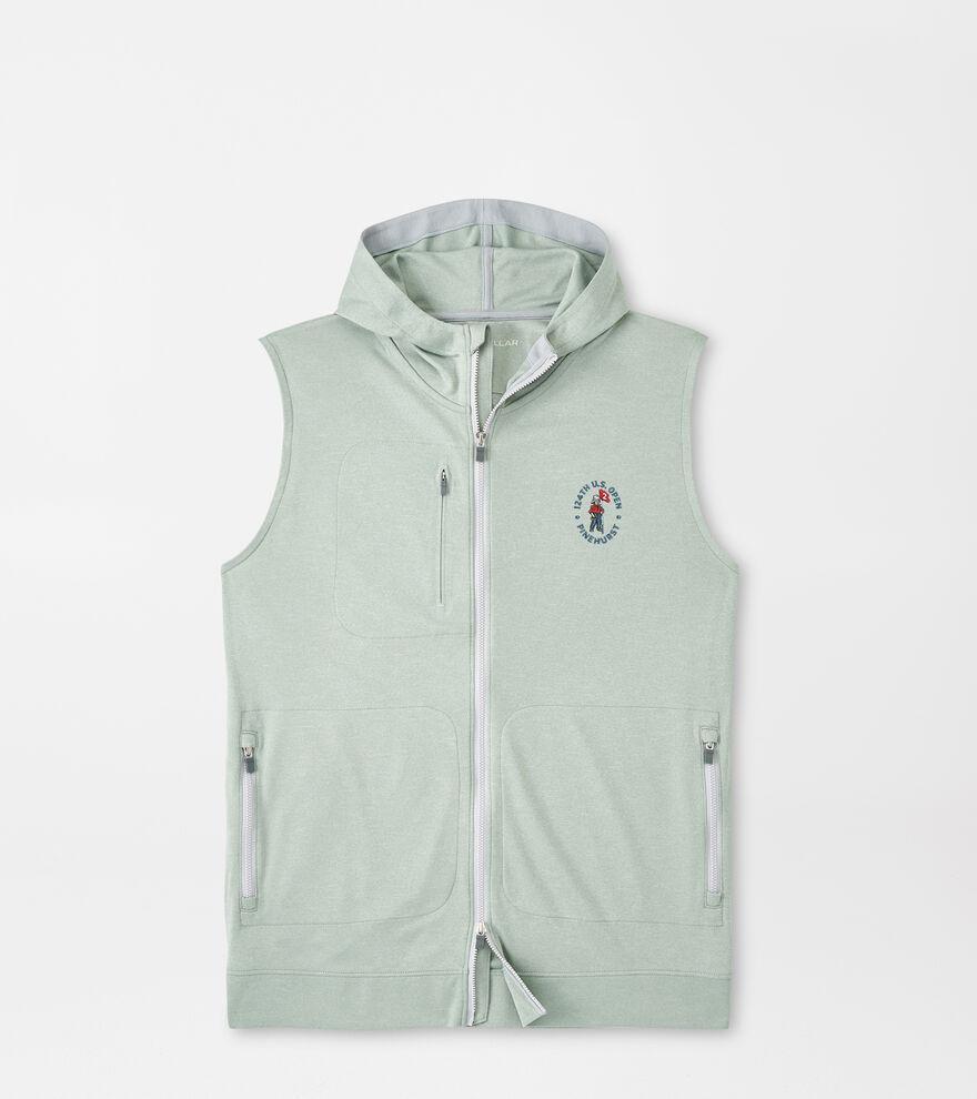 Peter Millar Mens 124th U.S. Open Cloudglow Performance Hoodie Vest | Color: Sage Fog | Size: M Product Image