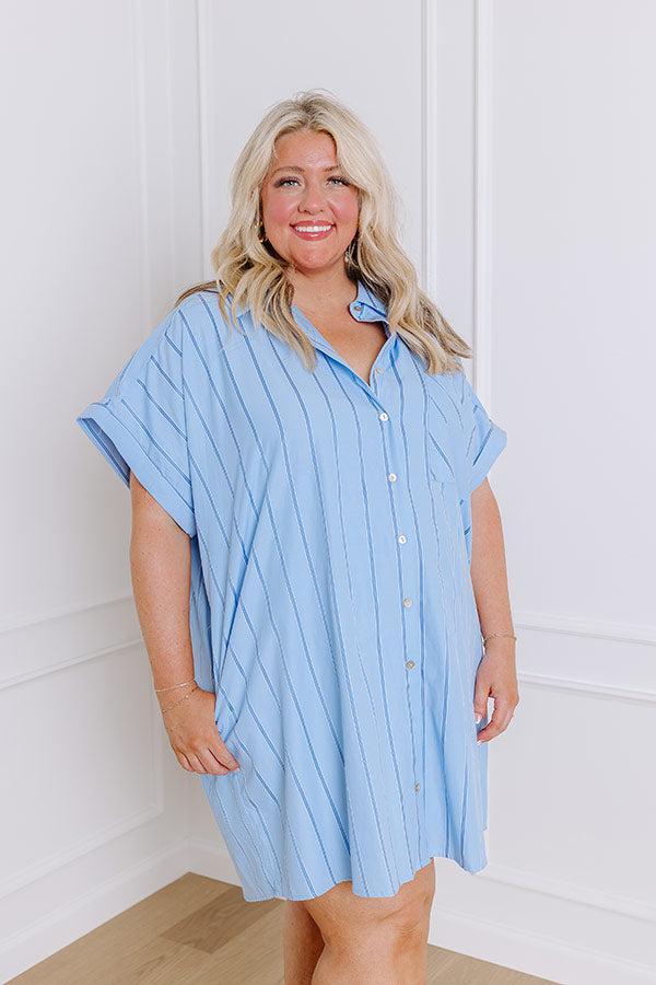 Yacht Club Stripe Mini Dress in Sky Blue Curves Product Image