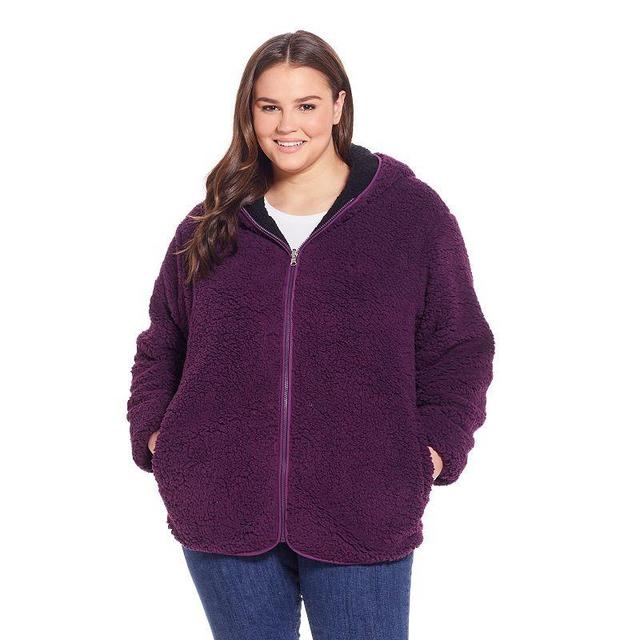 Plus Size Weathercast Reversible Zip Front Fleece Jacket, Womens Product Image