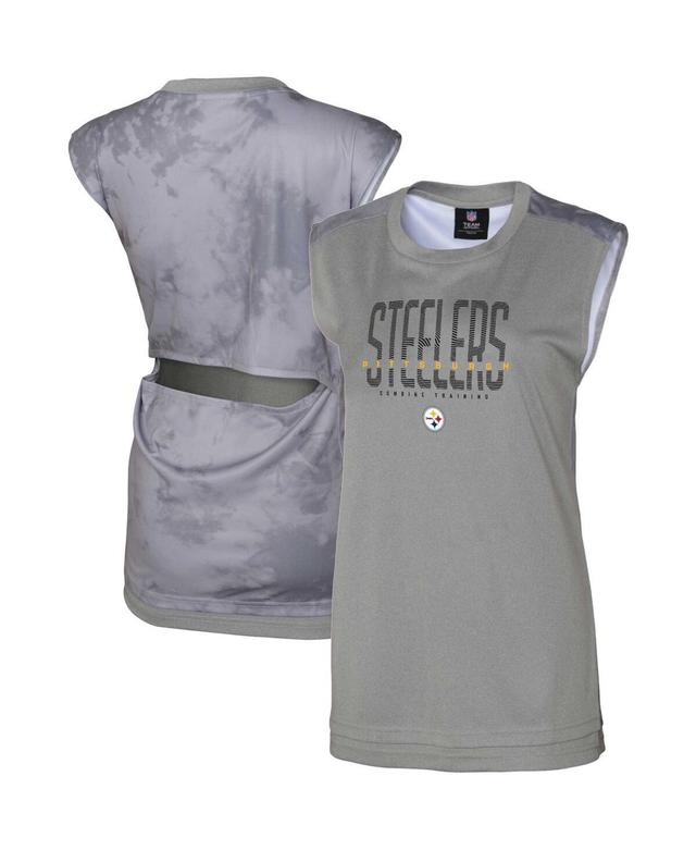 Womens Gray Pittsburgh Steelers No Sweat Tank Top Product Image