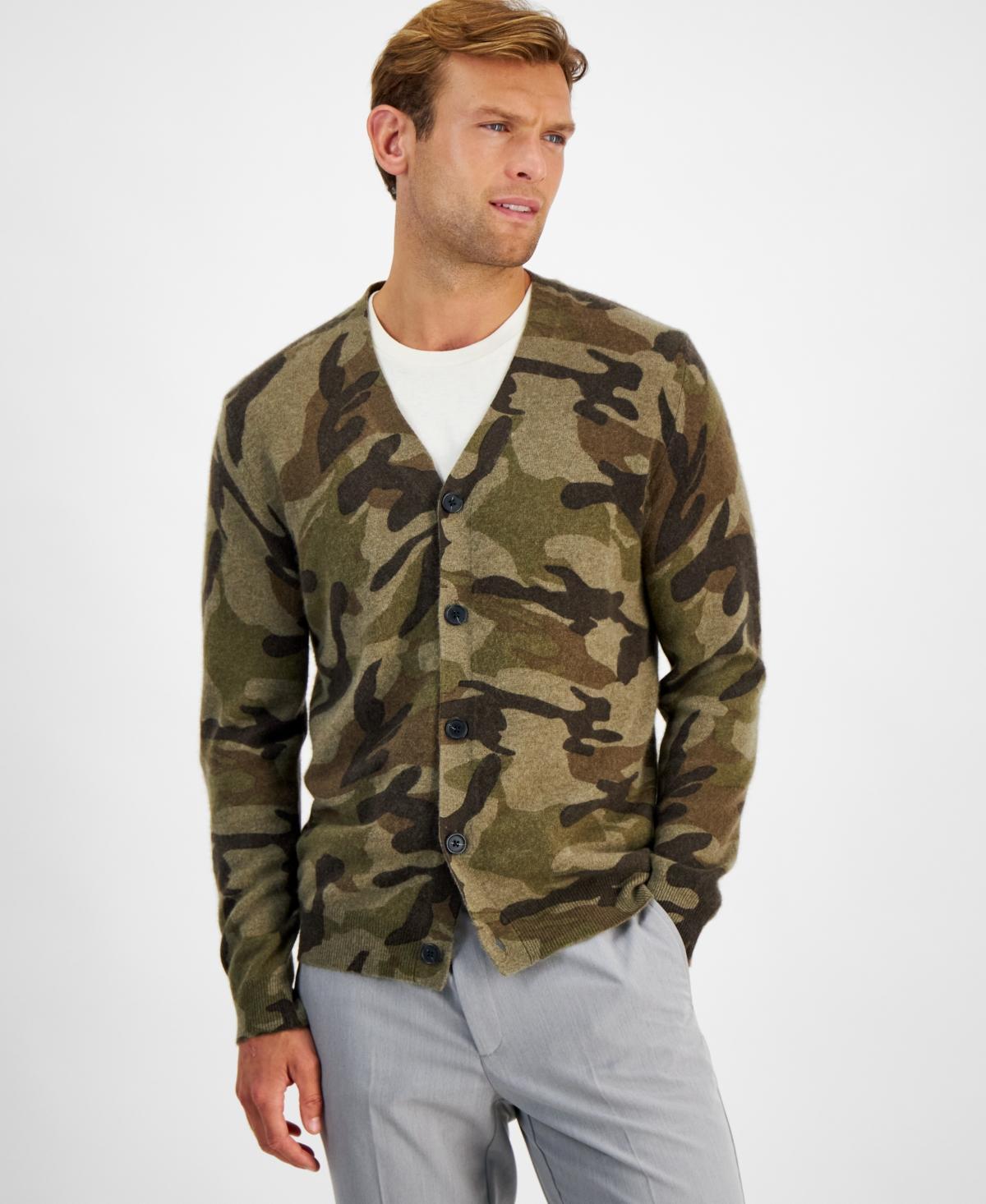 Club Room Mens Camo V-Neck Cardigan Sweater, Created for Macys Product Image