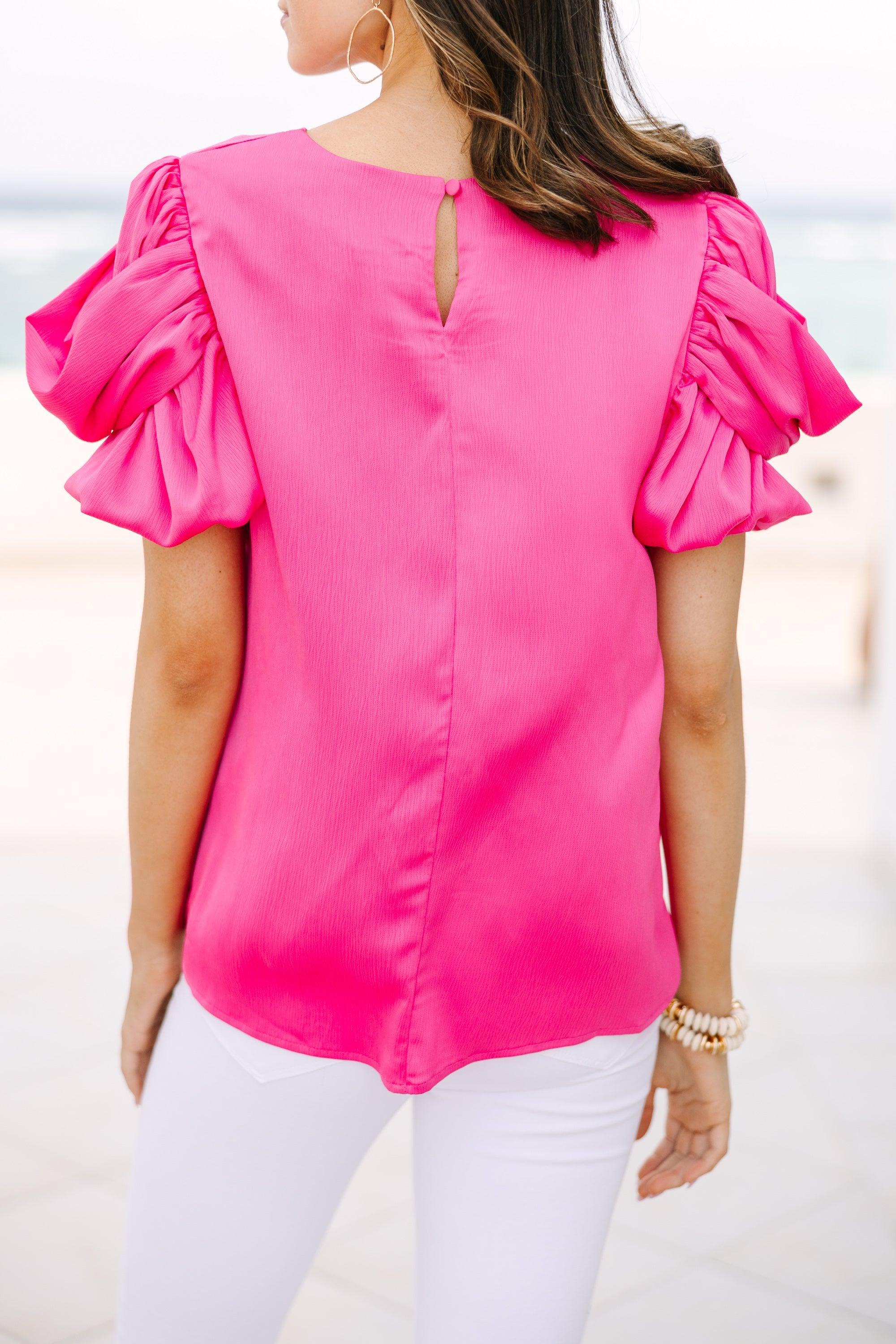 Here For The Drama Pink Draped Sleeve Blouse Female Product Image