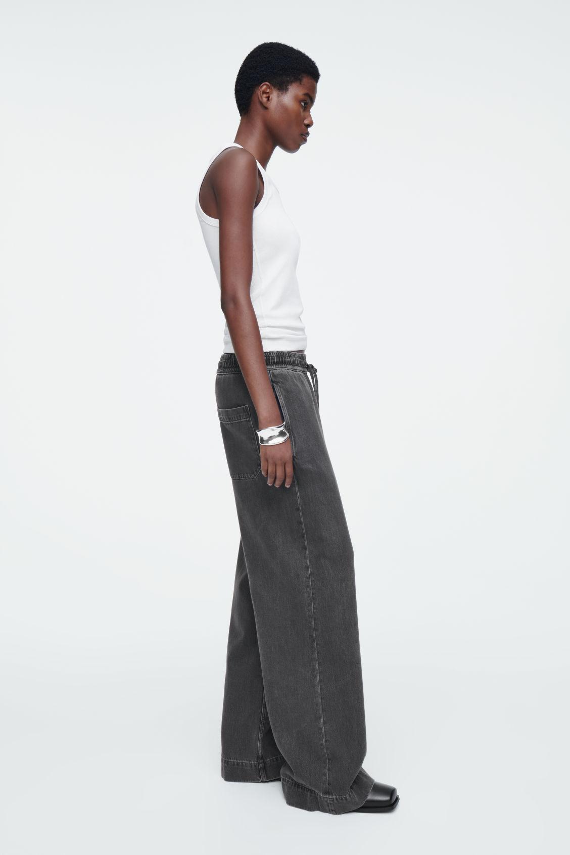 WIDE-LEG FLUID DENIM TROUSERS Product Image