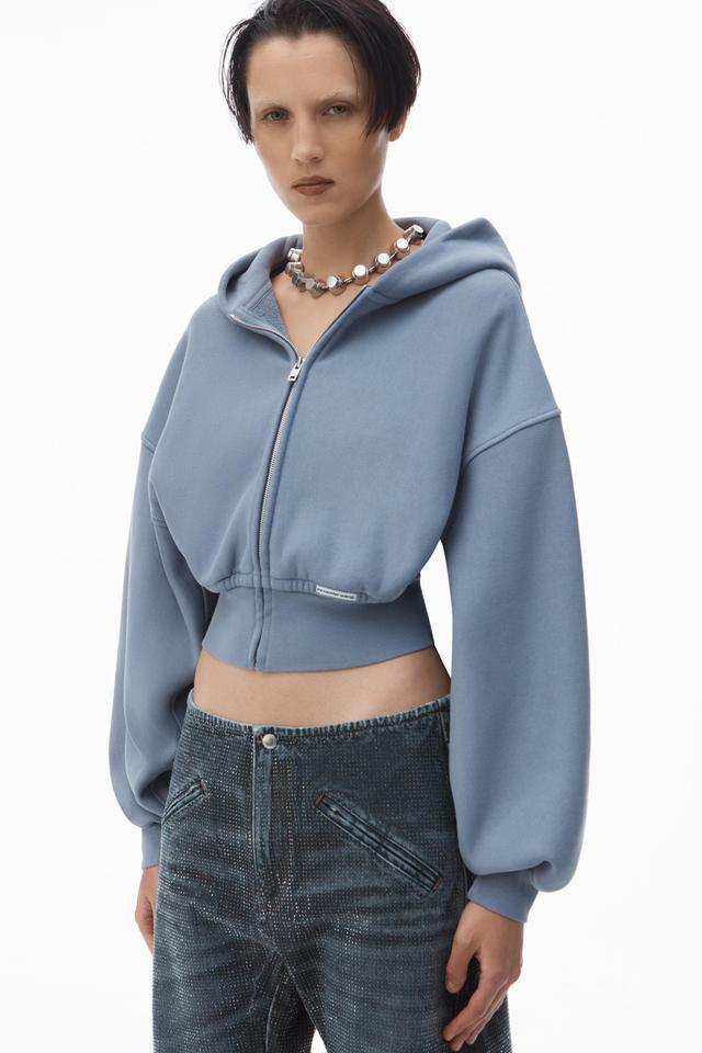 Cropped Zip Up Hoodie In Classic Cotton Terry Product Image