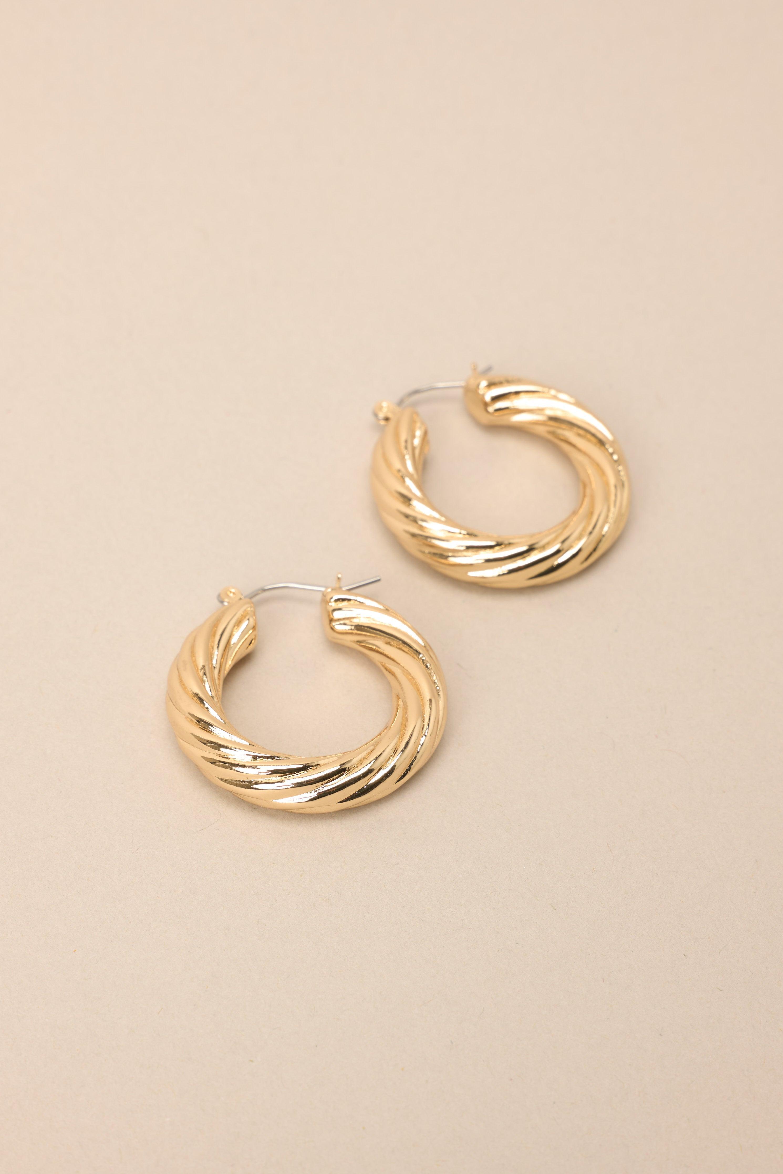 To Be Alive Twisted Gold Hoop Earrings Product Image