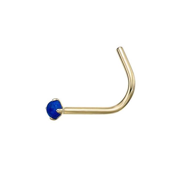 Lila Moon 14k Gold Lab-Created Blue Opal Curved Nose Ring Stud, Womens Product Image