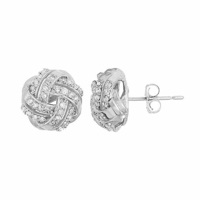 Tiara 10k Gold 1/3 Carat T.W. Love Knot Stud Earrings, Womens, White Product Image