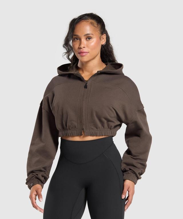 Gymshark Superset Crop Zip Hoodie - Deep Brown Female Product Image