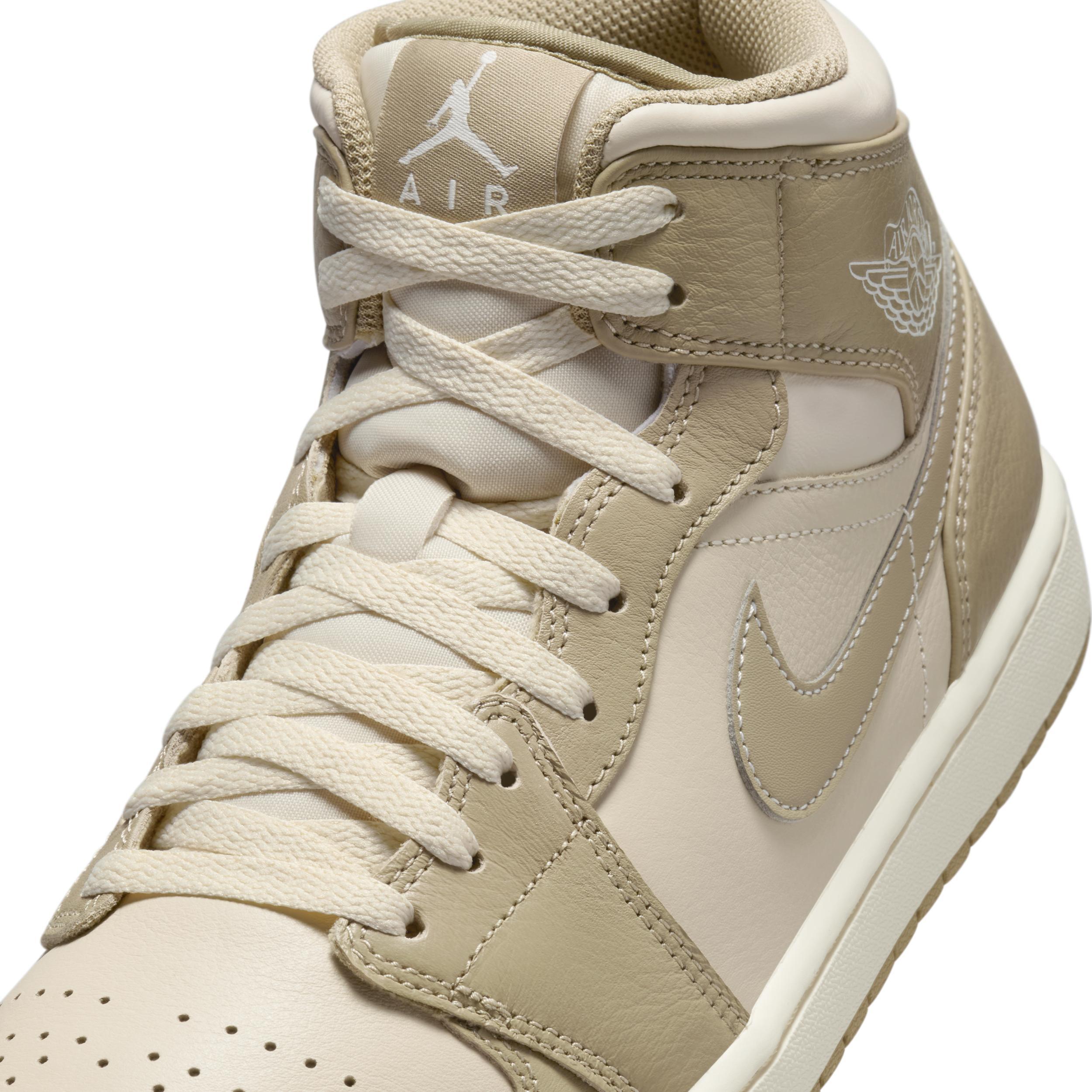 Jordan Mens Jordan AJ 1 Mid SE Poolside - Mens Basketball Shoes Bone/Khaki/Pink Product Image