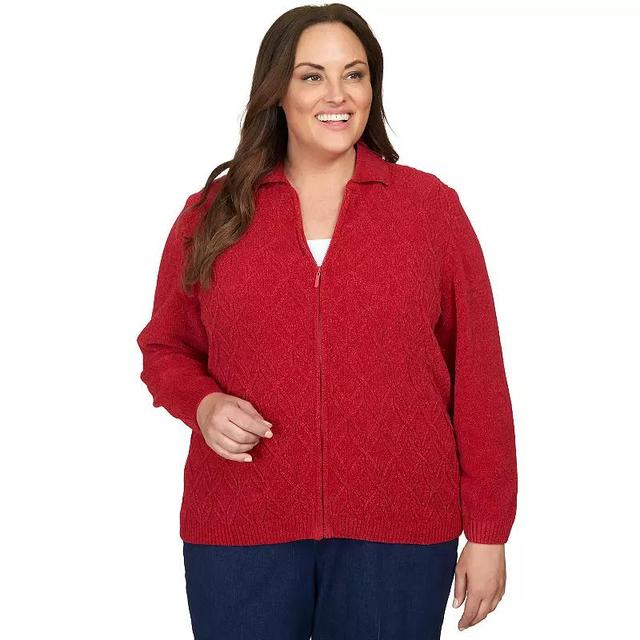 Plus Size Alfred Dunner Classic Zip-Up Cardigan, Womens Product Image