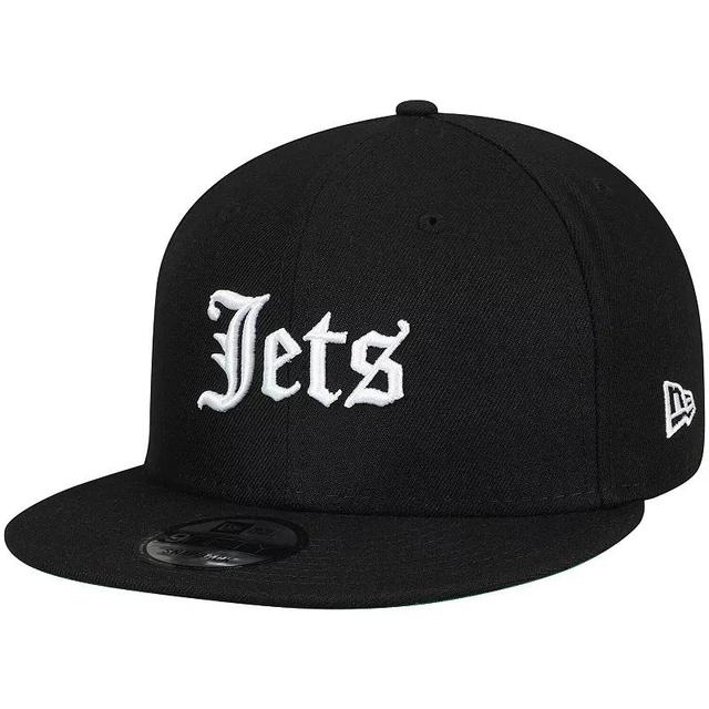 Mens New Era New York Jets Gothic Script 9FIFTY Adjustable Snapback Hat Product Image