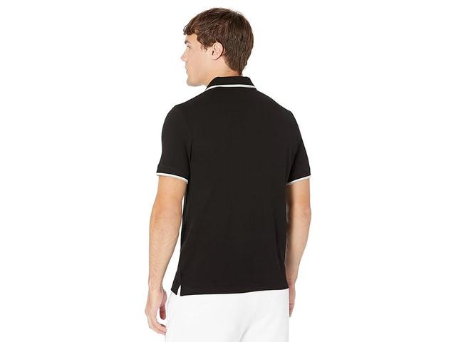 Armani Exchange Slim Fit Pique Logo Polo (Black) Men's Clothing Product Image