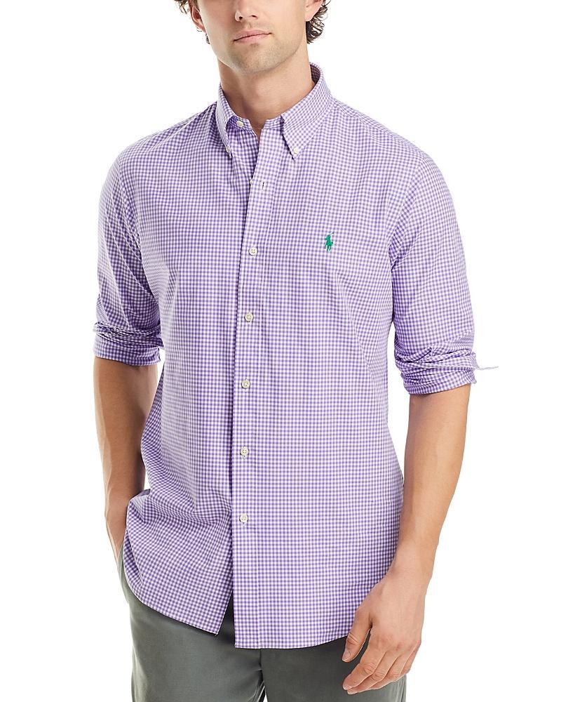 Polo Ralph Lauren Classic Fit Gingham Stretch Poplin Shirt (4656I Lavender/White) Men's Clothing Product Image