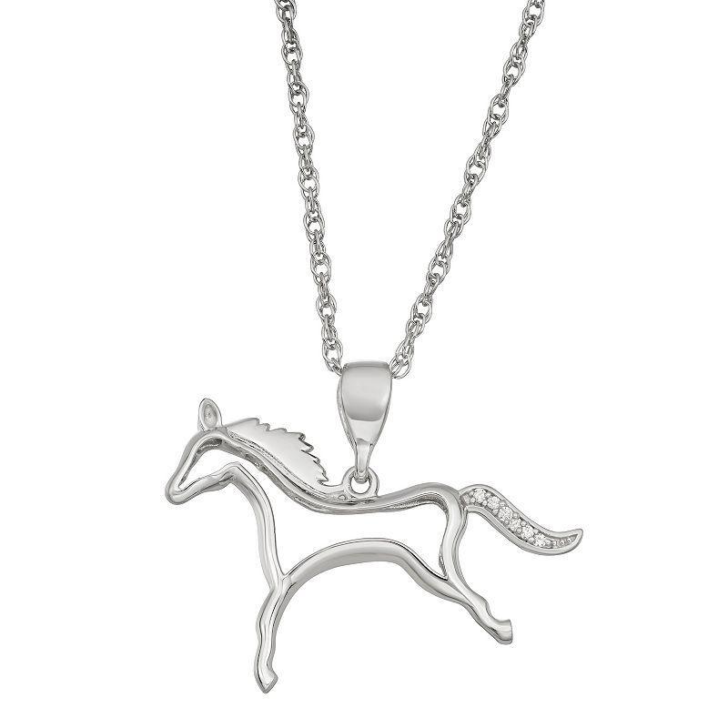 Jewelexcess Sterling Silver Diamond Accent Horse Pendant Necklace, Womens Silver Tone Product Image