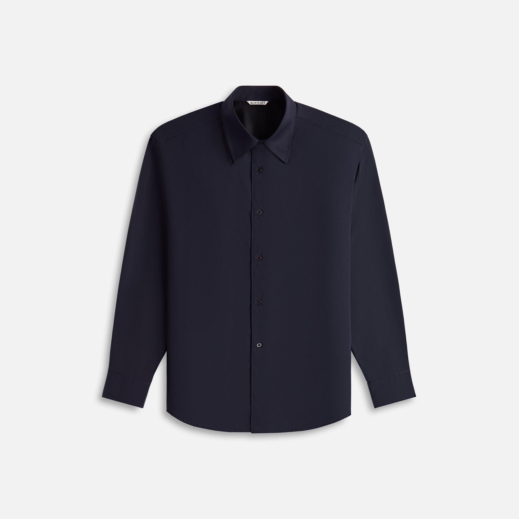 Auralee Superfine Tropical Wool Shirt - Dark Navy Male Product Image