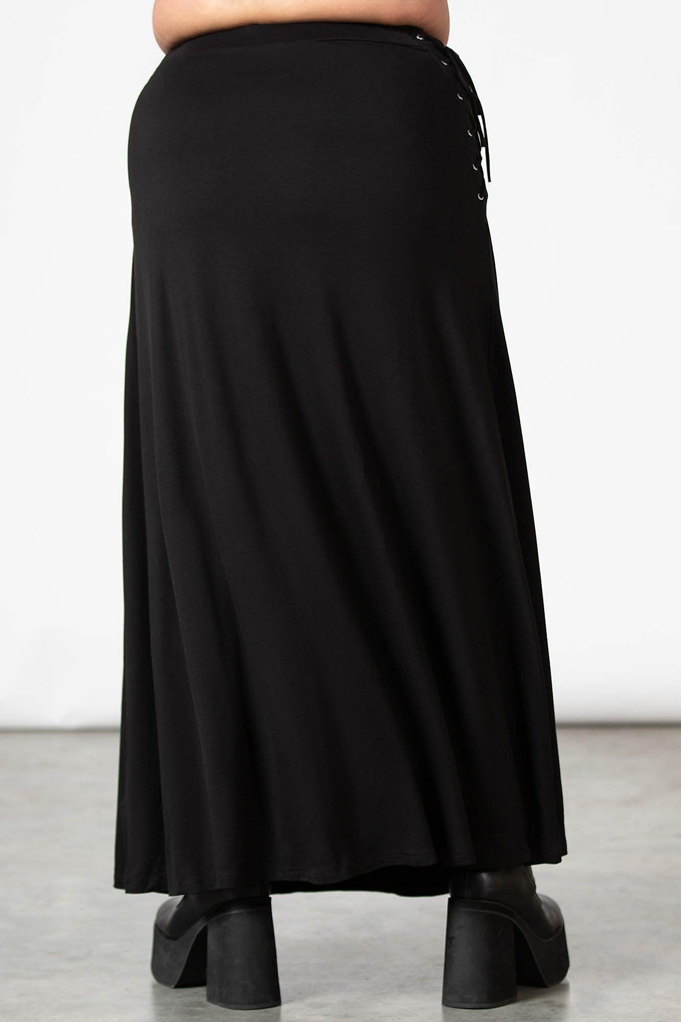 Hellverina Split Maxi Skirt [PLUS] / Black / 95% Viscose 5% Elastane Product Image