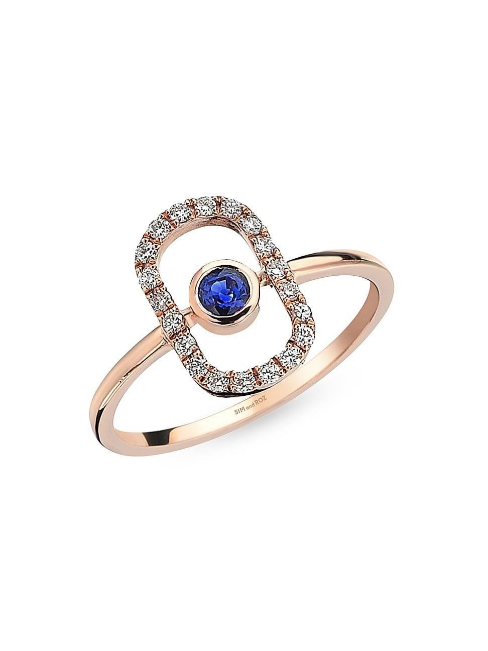 Womens Orbits 14K Rose Gold, 0.15 TCW Diamond, & Sapphire Ring Product Image