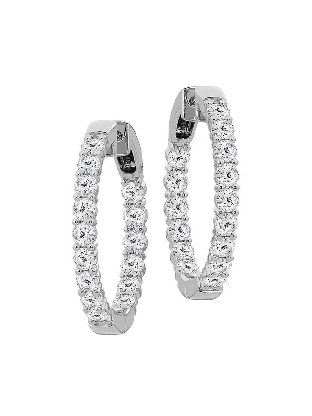 Womens 14K White Gold & 2 TCW Natural Diamond Hoop Earrings Product Image