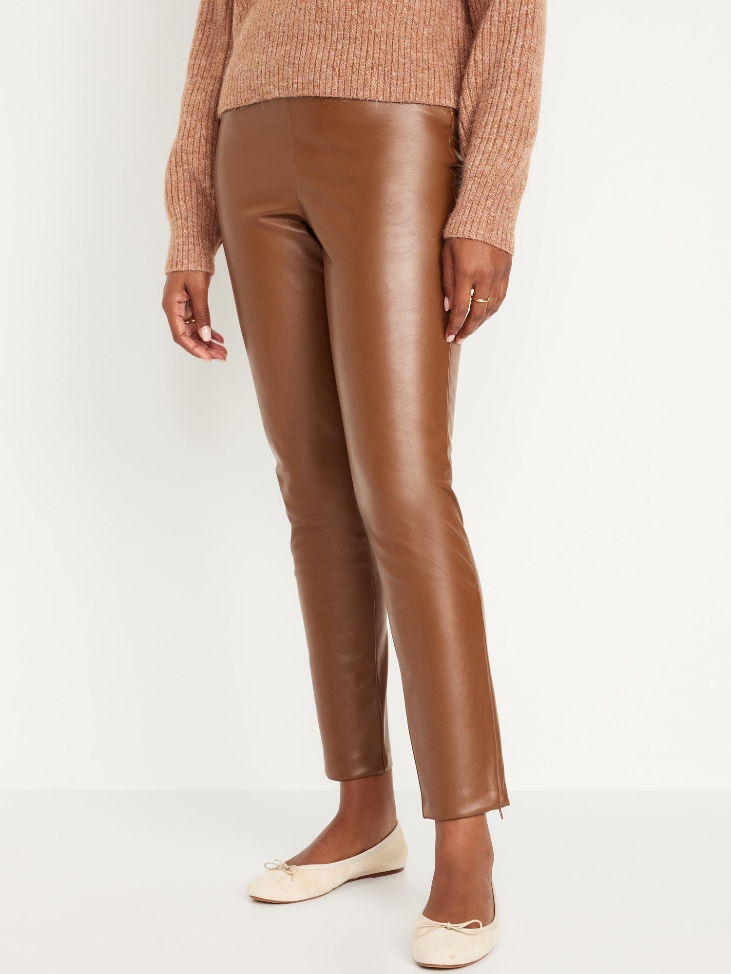 Extra High-Waisted Faux Leather Pants for Women Product Image