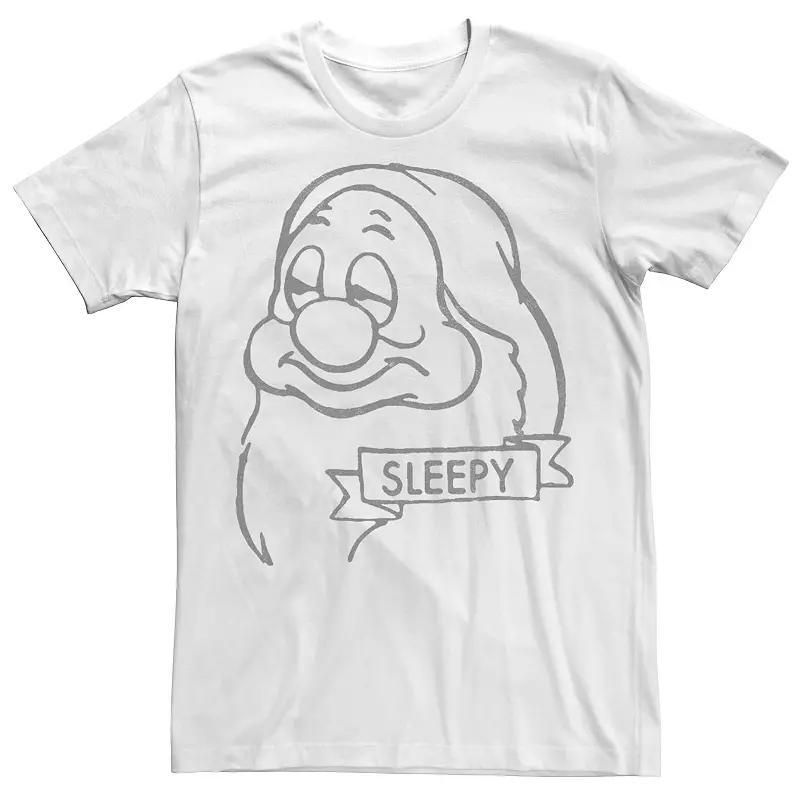 Big & Tall Disney Snow White Sleepy Line Art Big Face Tee, Mens Product Image