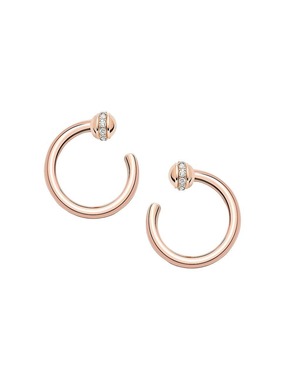 Womens Possession 18K Rose Gold & Diamonds Open Hoop Earrings Product Image