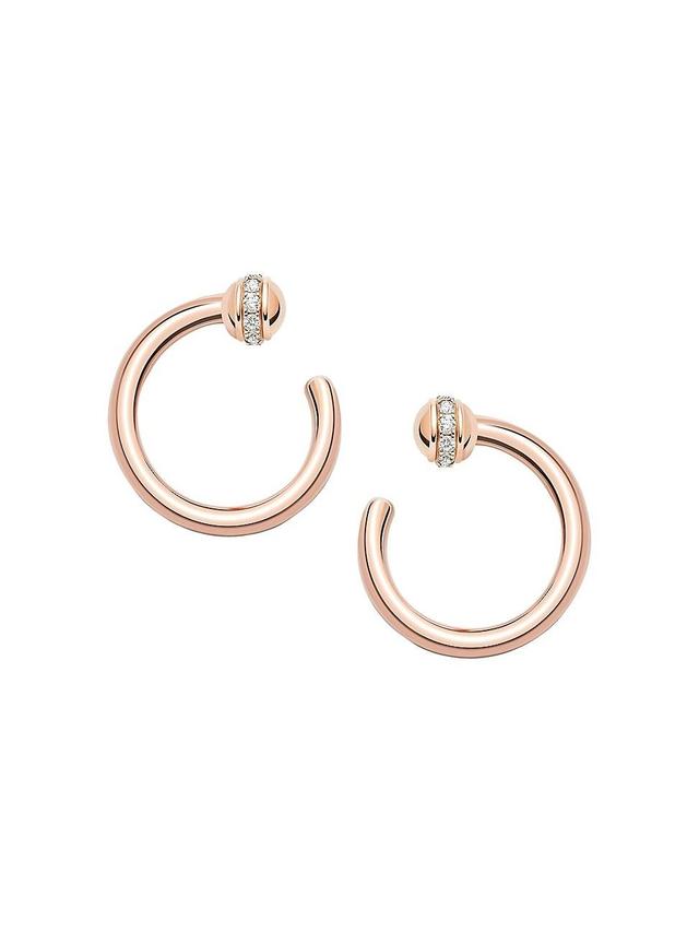 Womens Possession 18K Rose Gold & Diamonds Open Hoop Earrings Product Image