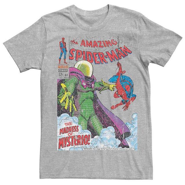 Mens Marvels Spider-Man Mysterio Vintage Comic Cover Tee Athletic Grey Product Image