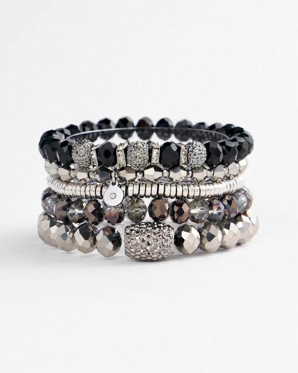 Set of Five Hematite Stretch Bracelets Product Image