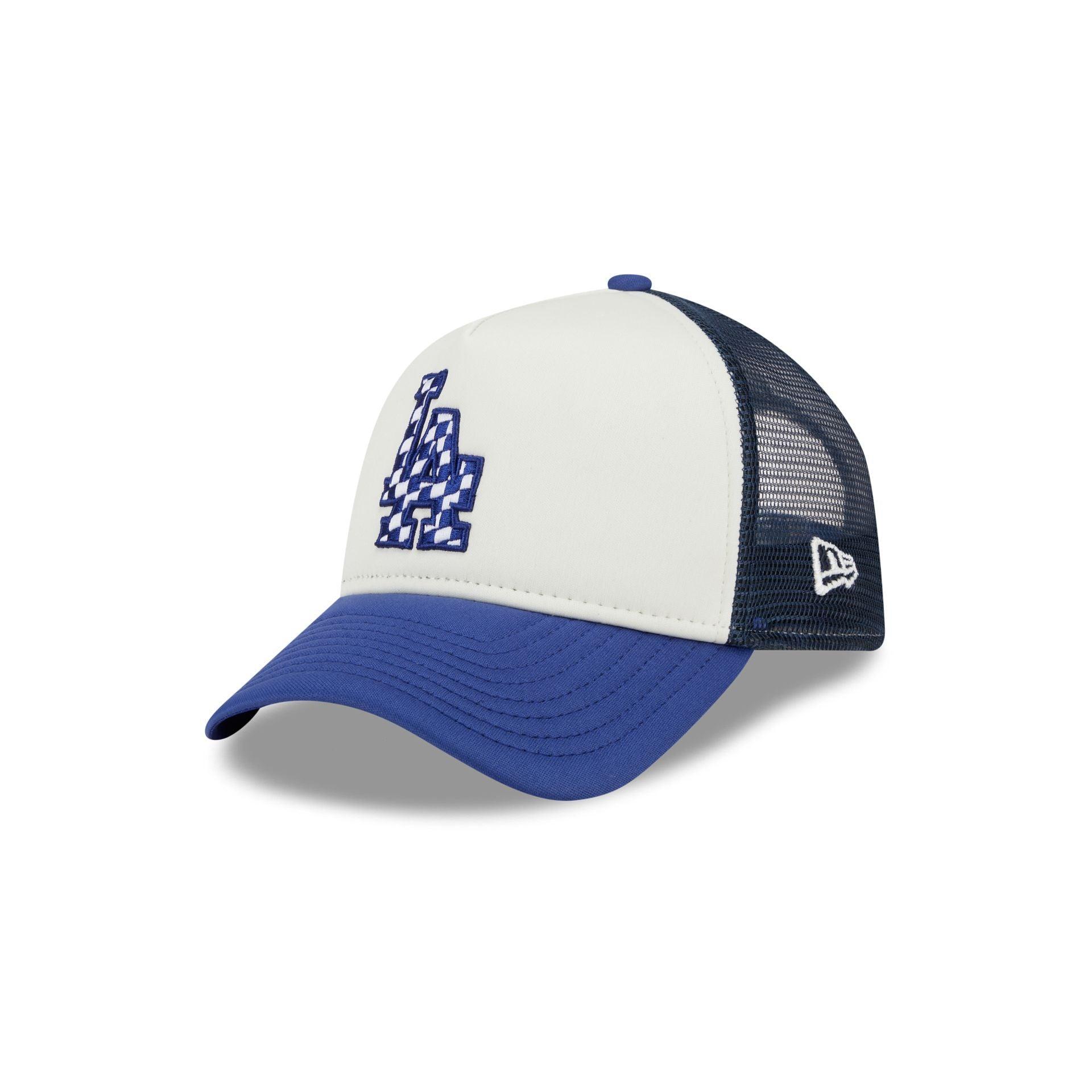 Los Angeles Dodgers Checkered Flag 9FORTY A-Frame Trucker Hat Male Product Image