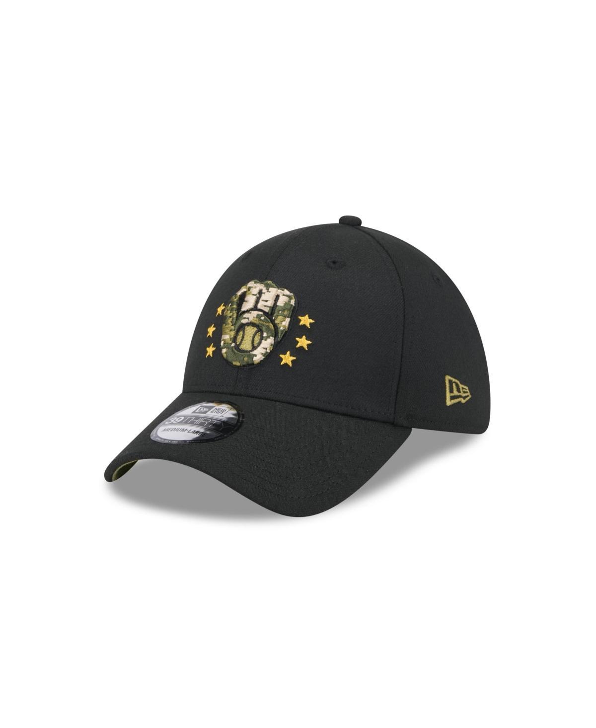 New Era Mens Black Milwaukee Brewers 2024 Armed Forces Day 39THIRTY Flex Hat Product Image