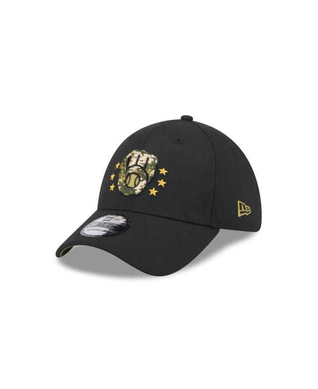 New Era Mens Black Milwaukee Brewers 2024 Armed Forces Day 39THIRTY Flex Hat Product Image