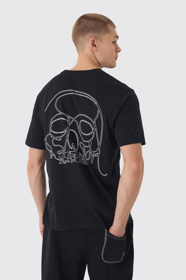 Skull Line Drawing Graphic T-shirt | boohooMAN USA Product Image