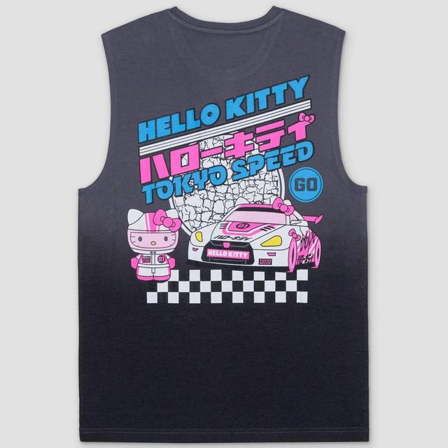 Mens Hello Kitty Racing Muscle Graphic Tank Top - Black Product Image