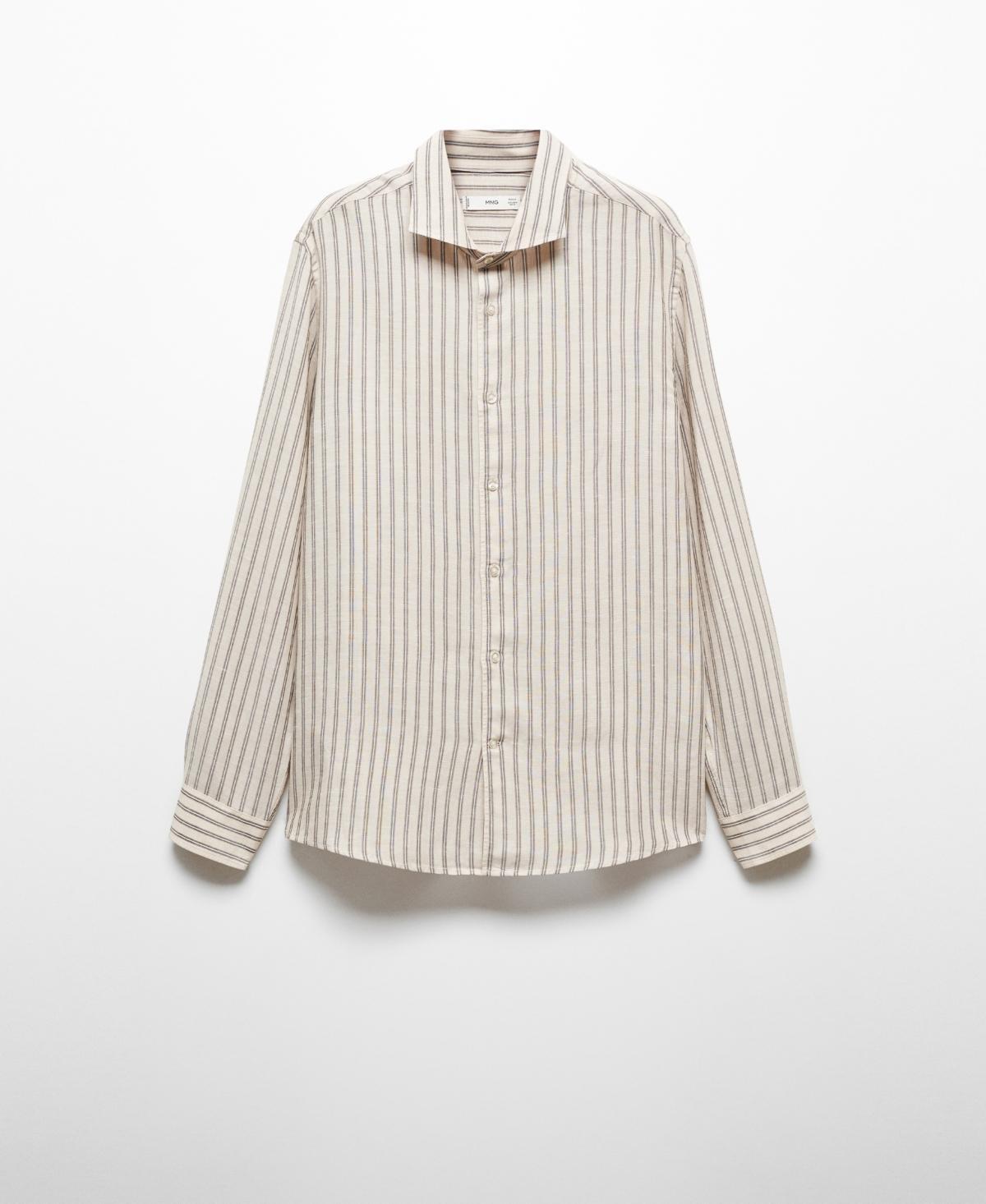 Mango Mens Regular-Fit Striped Linen Shirt Product Image