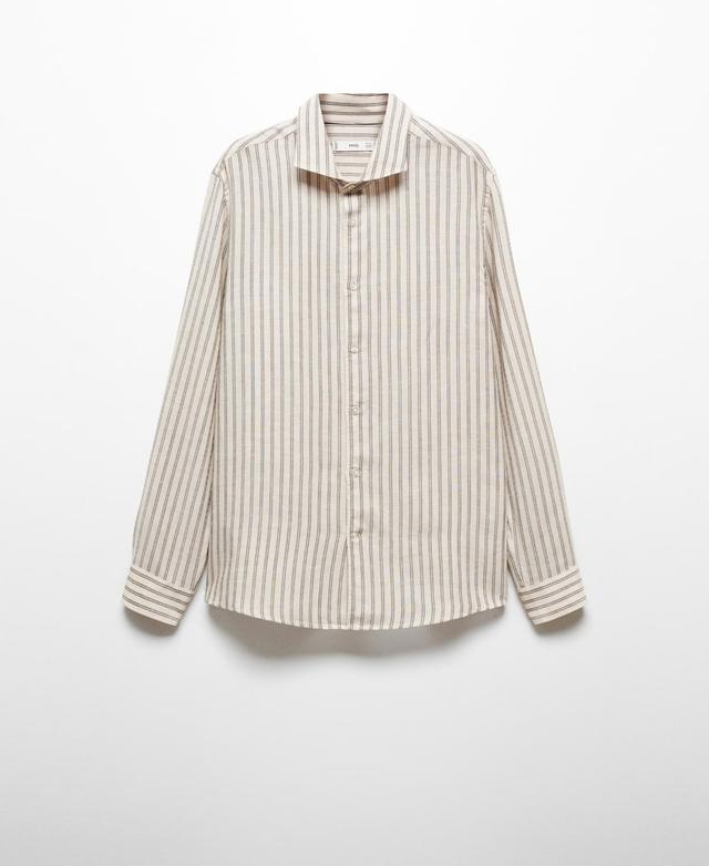 Mango Mens Regular-Fit Striped Linen Shirt Product Image