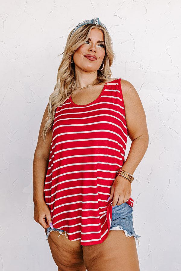 Sweeter In Stripes Shift Tank In Red Curves Product Image