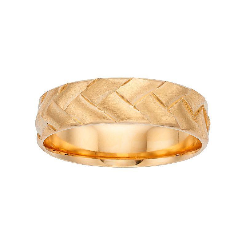 Mens Sterling Silver Braided Wedding Band 14k Gold Over Product Image