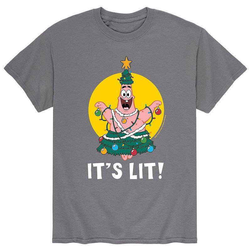 Mens SpongeBob SquarePants Patrick Lights Tee Grey Product Image