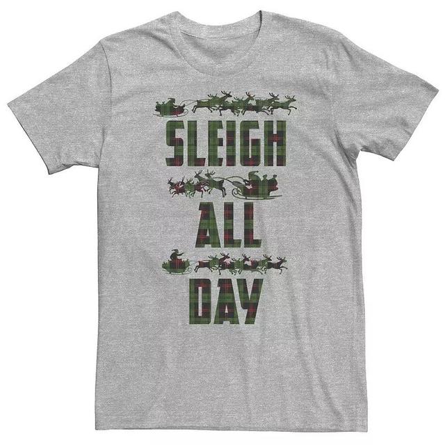 Big & Tall Sleigh All Day Plaid Word Stack Tee, Mens Athletic Grey Product Image