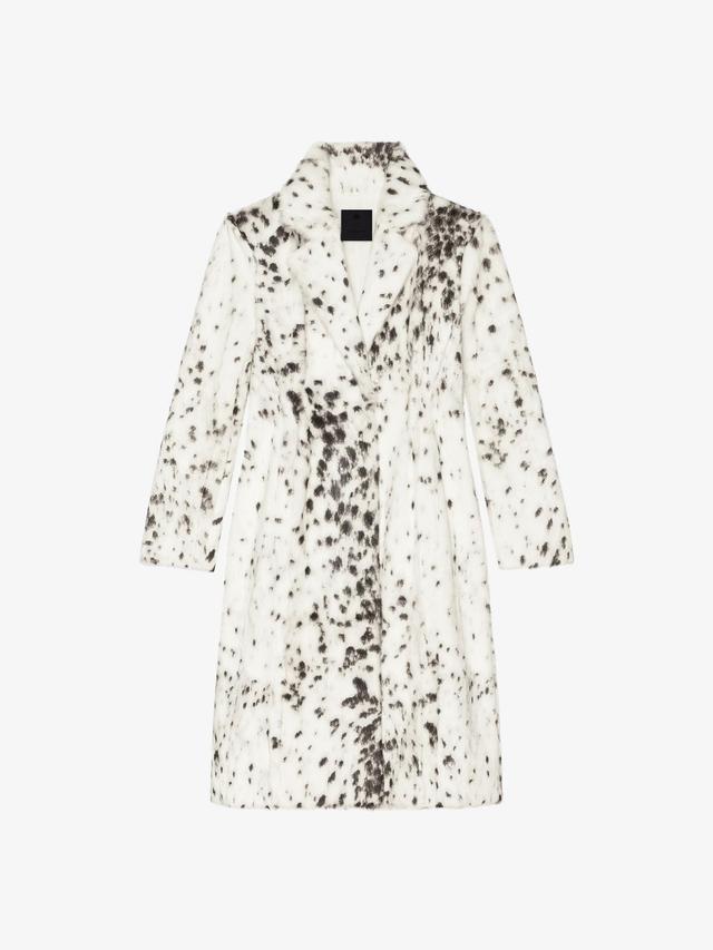 Coat in fur with snow leopard print Product Image