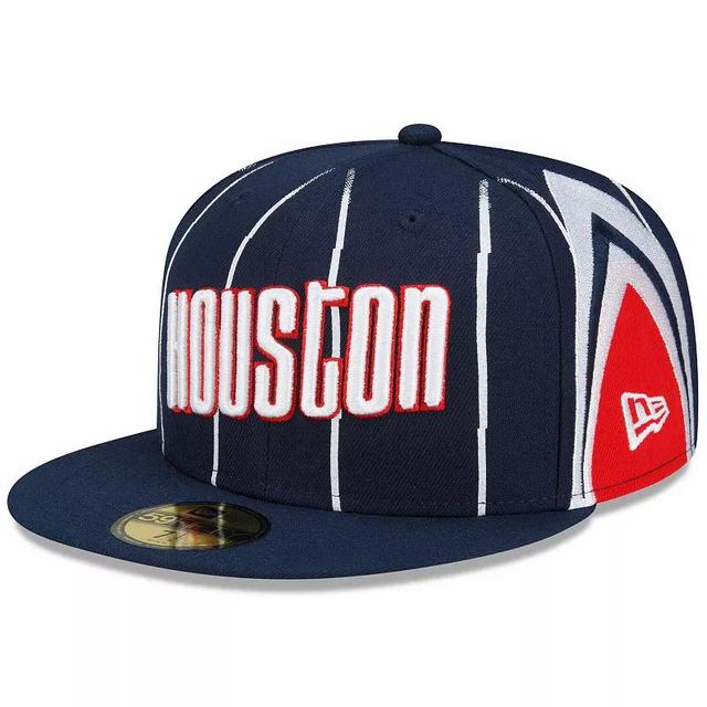 Mens New Era Houston Rockets 2021/22 City Edition Official 59FIFTY Fitted Hat Blue Product Image