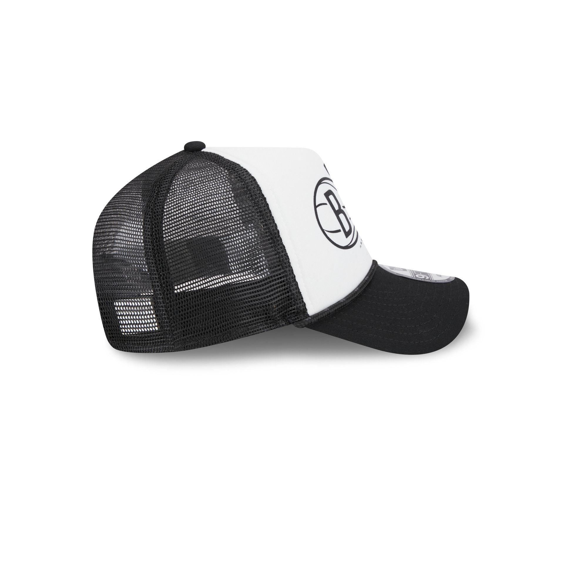 Brooklyn Nets 2024 Rally Drive White 9FORTY A-Frame Trucker Hat Male Product Image