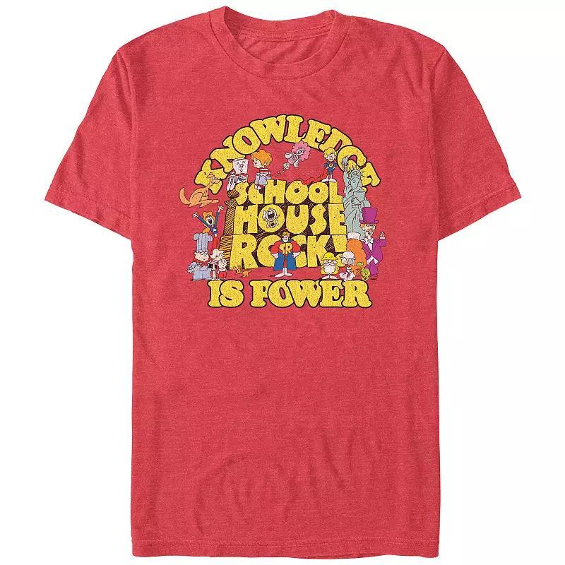 Mens Schoolhouse Rock! Knowledge Is Power Graphic Tee Red Grey Product Image