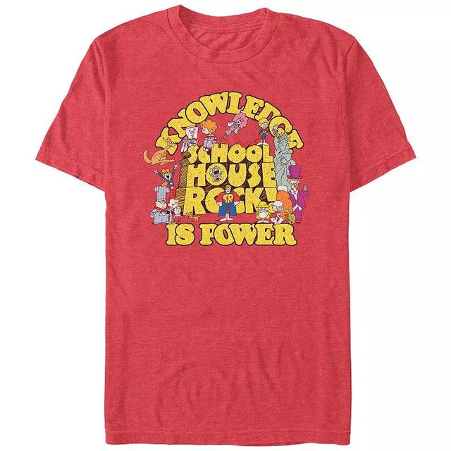 Mens Schoolhouse Rock! Knowledge Is Power Graphic Tee Red Grey Product Image