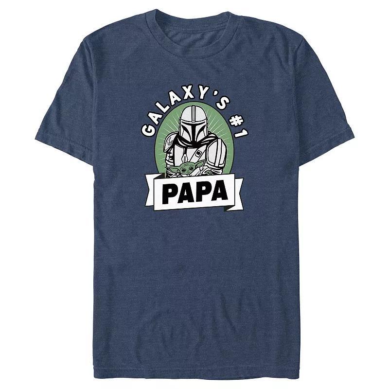 Big & Tall The Mandalorian Galaxys #1 Papa Graphic Tee, Mens Navy Grey Product Image