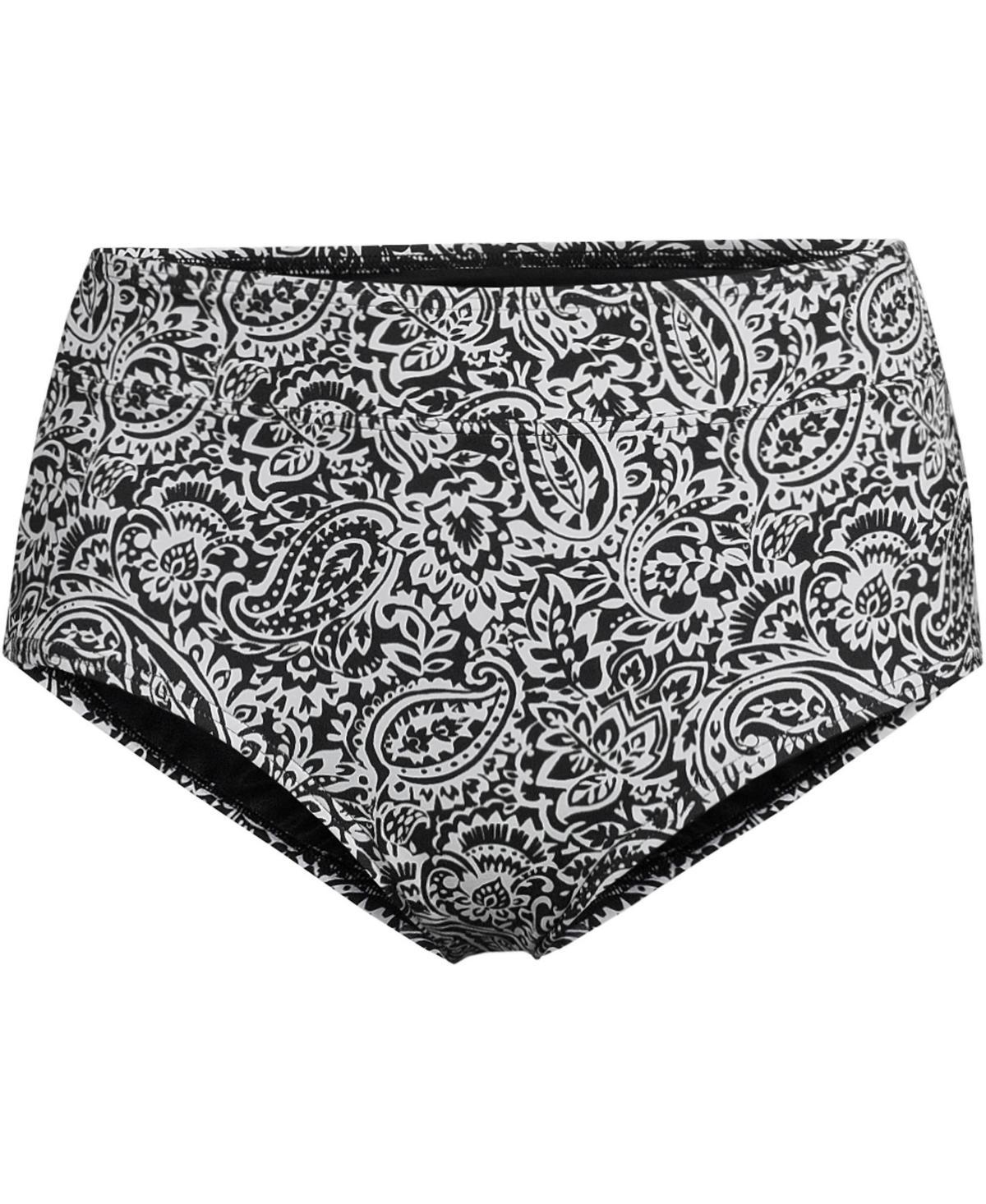 Lands End Womens Tummy Control High Waisted Bikini Swim Bottoms Print Product Image