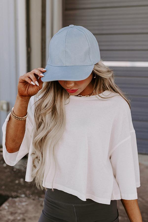 On The Daily Faux Leather Baseball Cap In Airy Blue Product Image