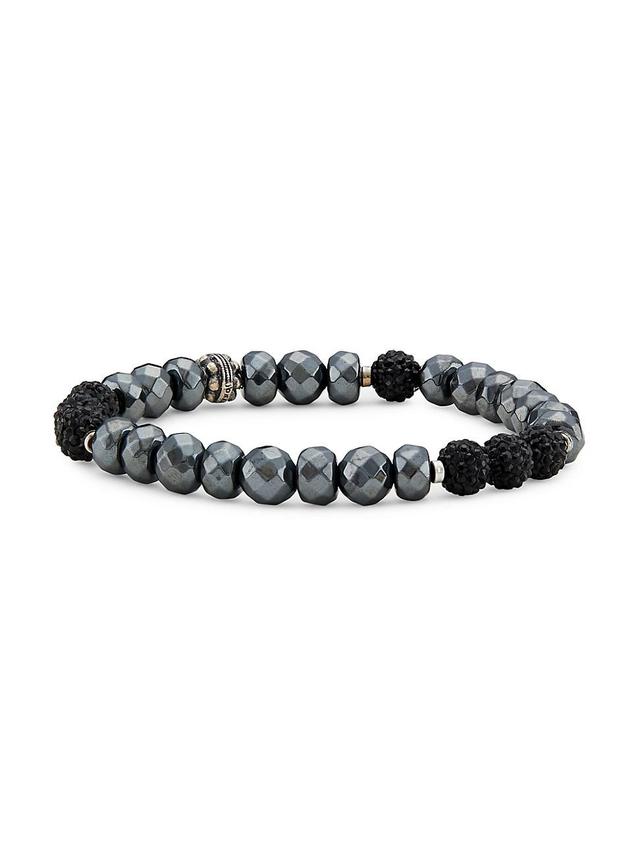 Mens Park Avenue Hematite, Crystal, & Sterling Silver Stretch Bracelet Product Image