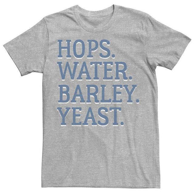 Mens Drinking Hops Water Barley Yeast Graphic Tee Athletic Grey Product Image